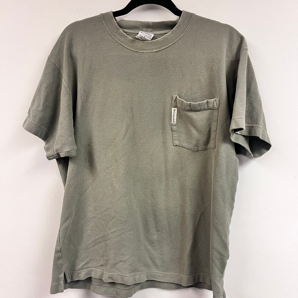Men's vintage 90's Columbia Sportswear cotton tee shirts khaki olive lot of 2 LG